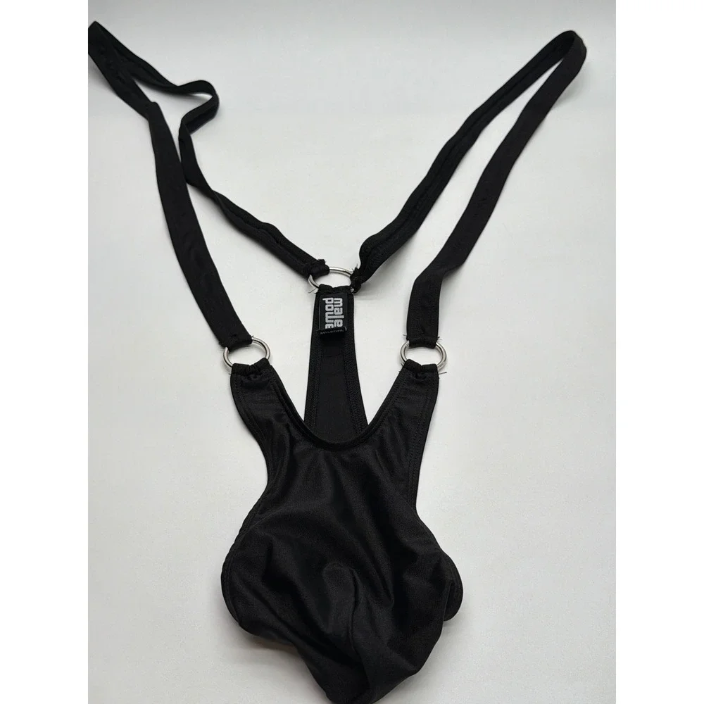 Male Power Mens Black O-Ring Thong Bodysuit Harness Style Size L/XL